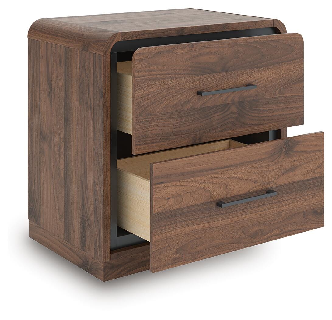 Fortlorn Nightstand in Walnut Brown, open view