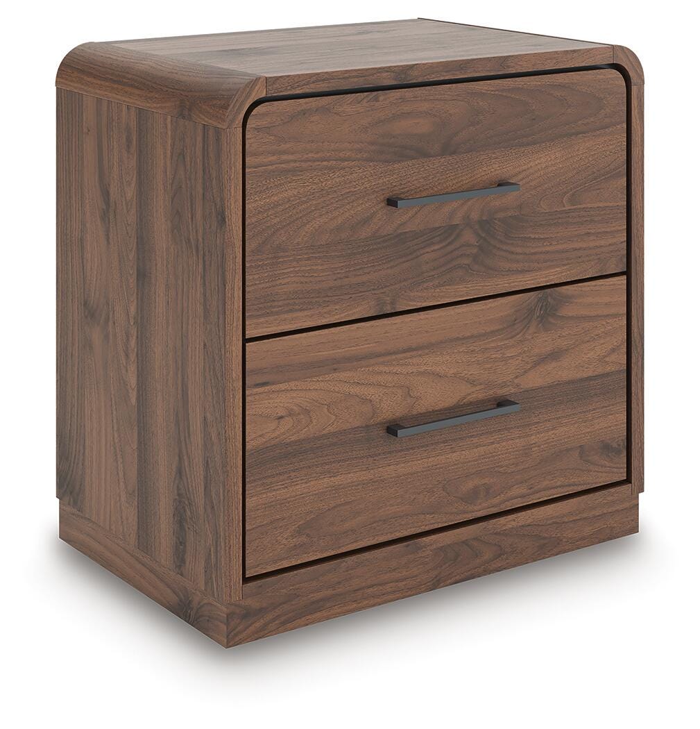 Fortlorn Nightstand in Walnut Brown, angle view