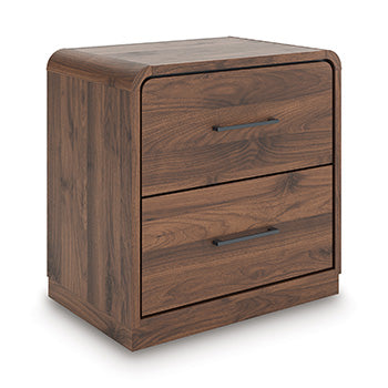 Fortlorn Nightstand in Walnut Brown, angle view