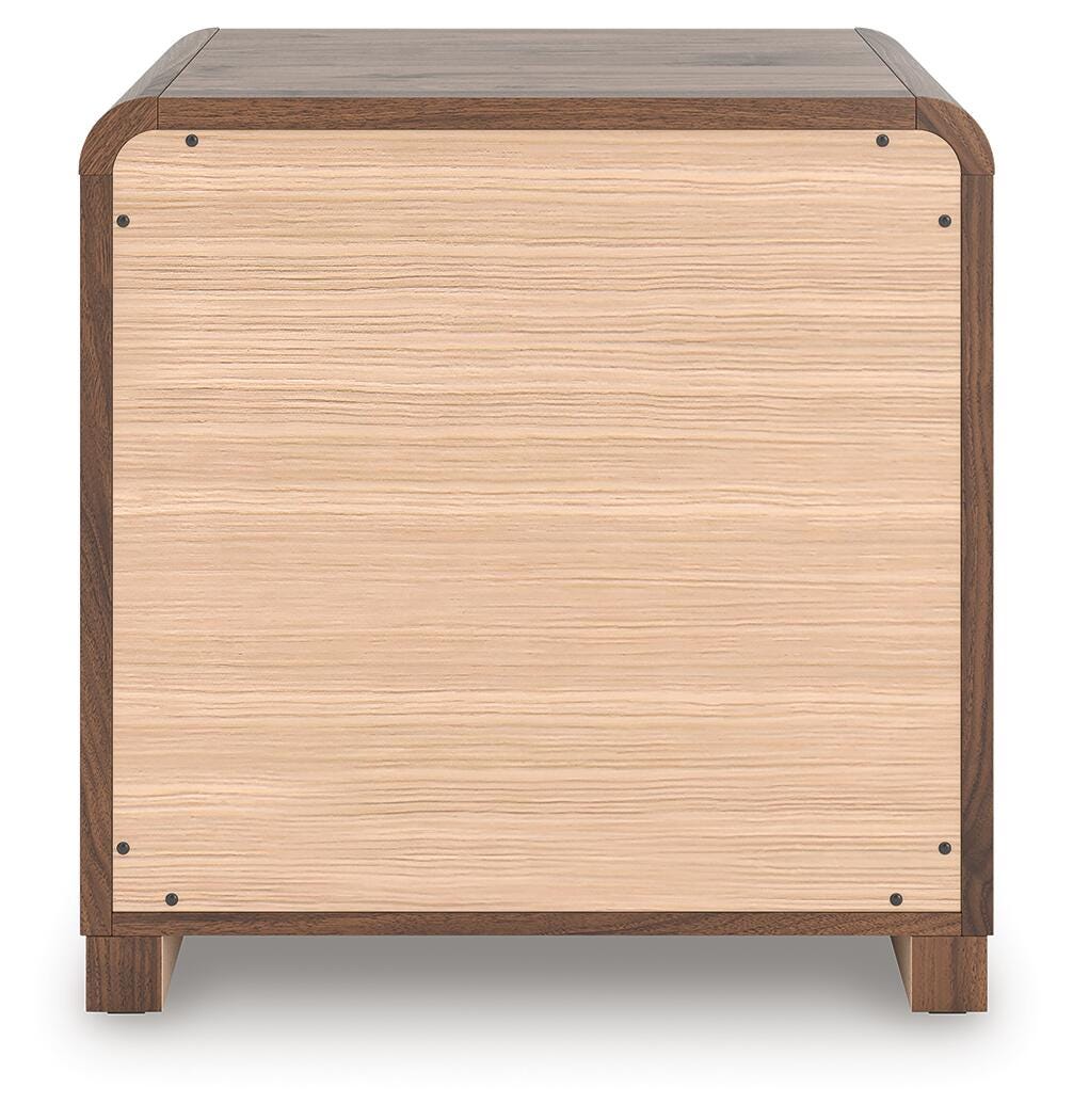 Fortlorn Nightstand in Walnut Brown, back view