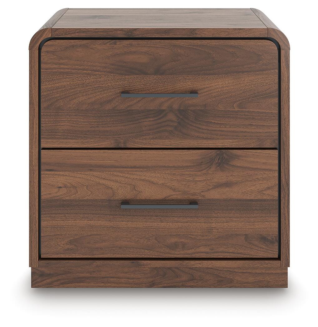 Fortlorn Nightstand in Walnut Brown, front view