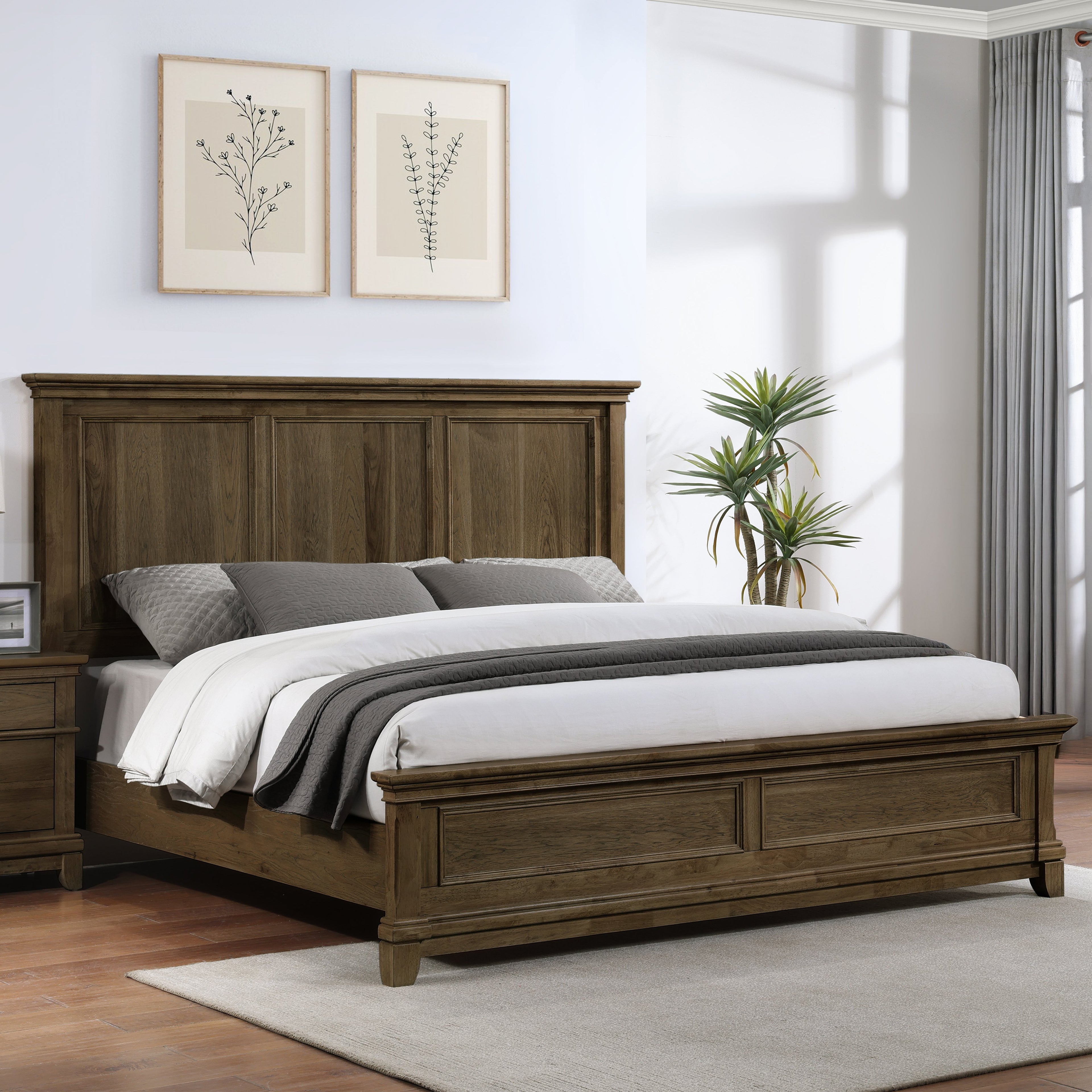 Sunstone Panel King Bed - Walnut
