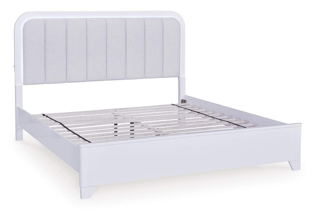 Jarlee King Upholstered Panel Bed angled view