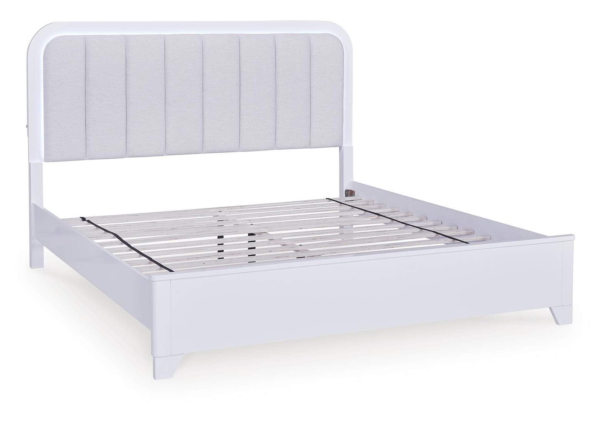 Jarlee King Upholstered Panel Bed angled view