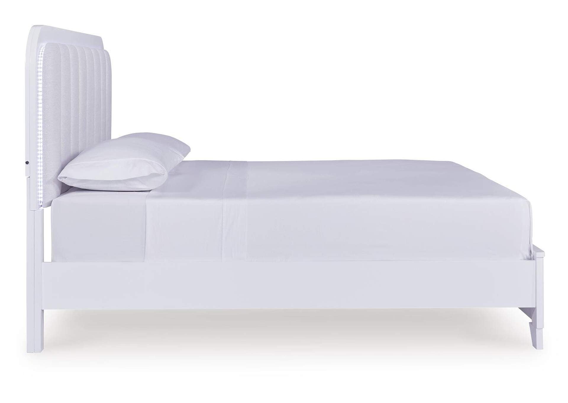 Jarlee King Upholstered Panel Bed side view