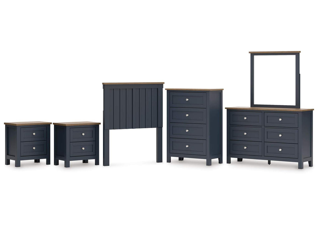 Landocken Twin Panel Headboard, Dresser, Mirror, Chest and 2 Nightstands