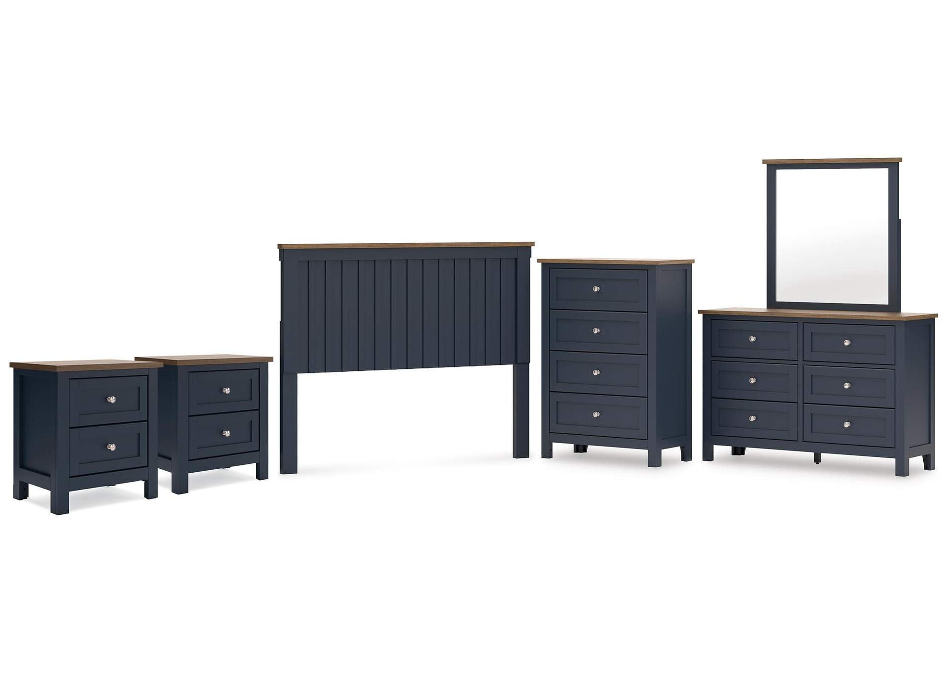 Landocken Queen Panel Headboard, Dresser, Mirror, Chest and 2 Nightstands