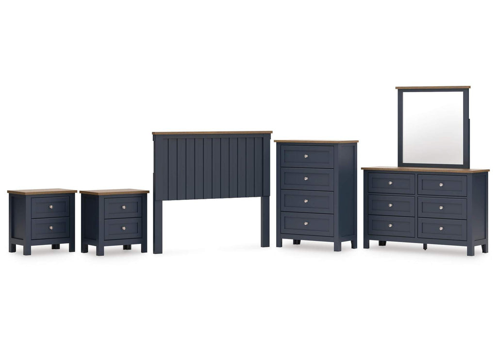 Landocken Full Panel Headboard, Dresser, Mirror, Chest and 2 Nightstands