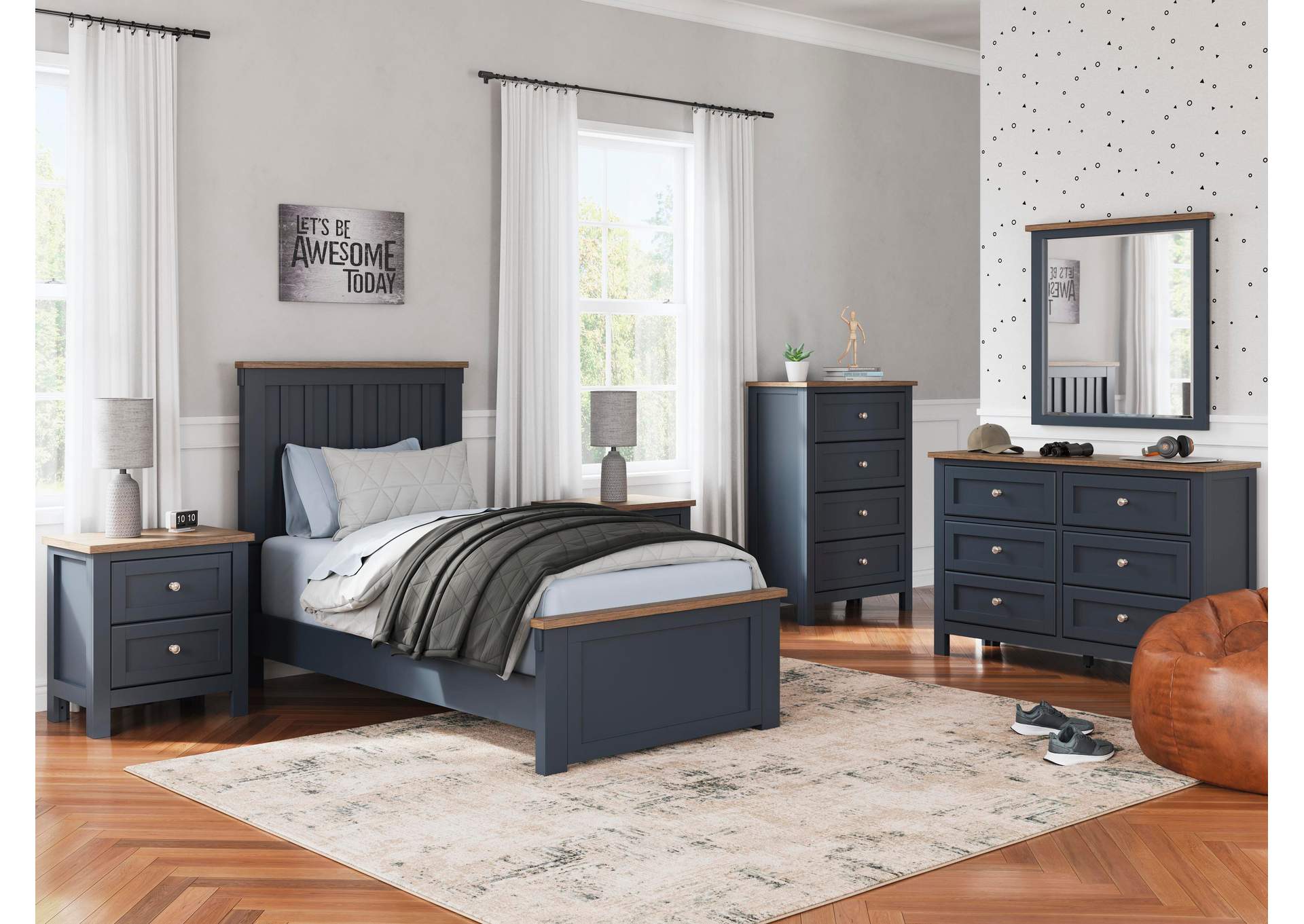 Landocken Twin Panel Bed and Dresser