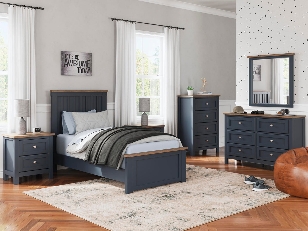 Landocken Twin Panel Bed in Brown/Blue, alternate view 11