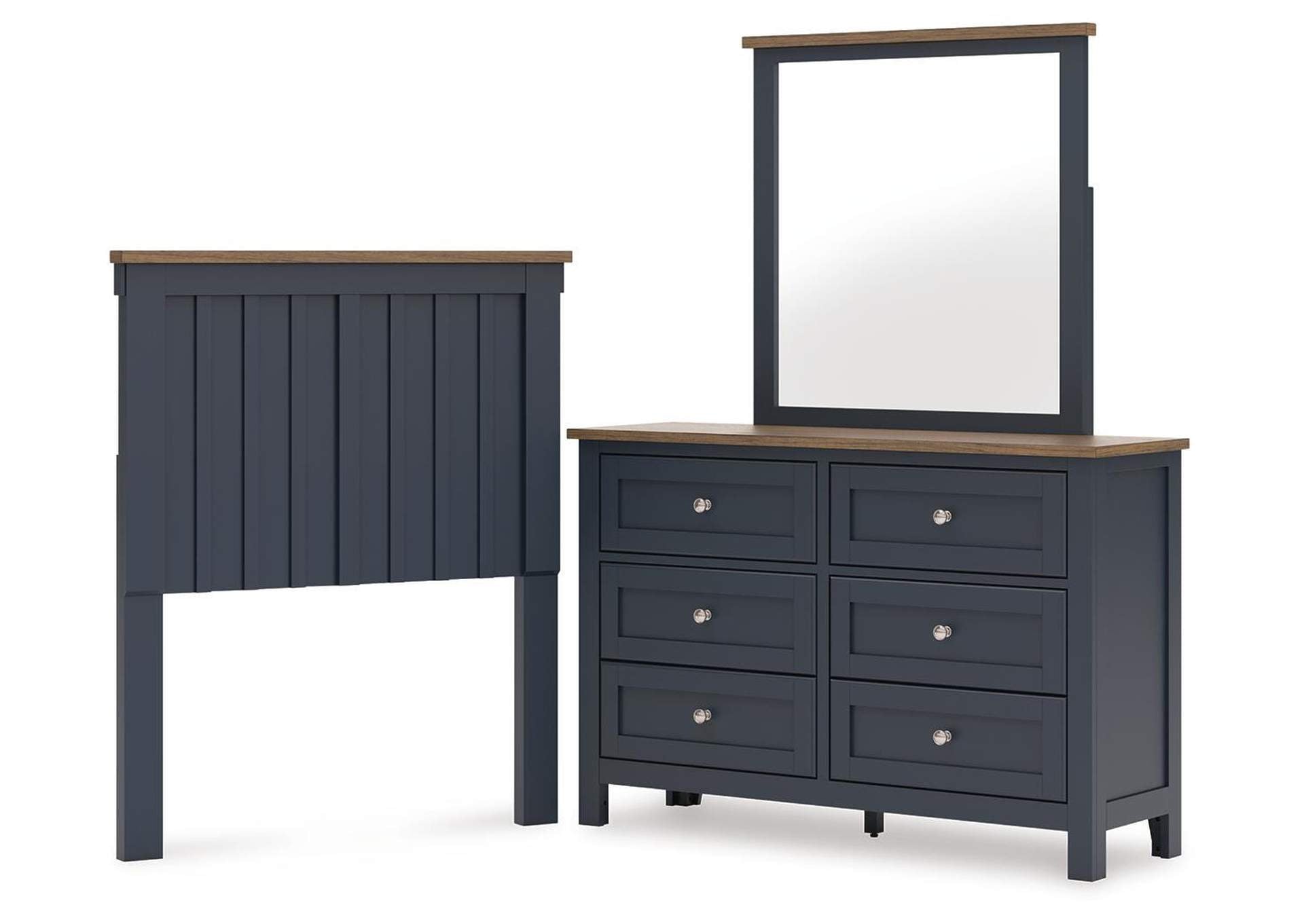 Landocken Twin Panel Headboard with Mirrored Dresser
