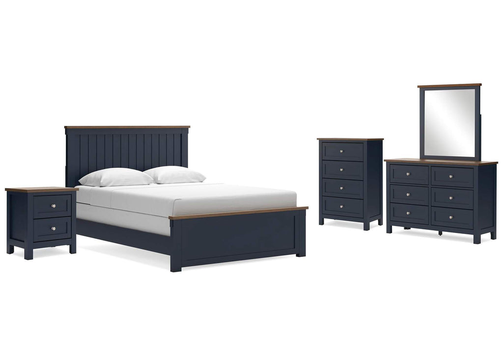 Landocken Queen Panel Bed with Mirrored Dresser, Chest and Nightstand
