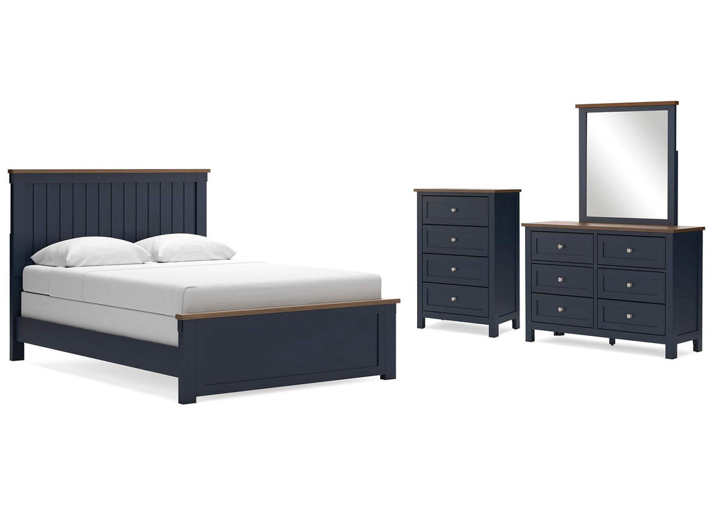 Landocken Queen Panel Bed with Mirrored Dresser and Chest