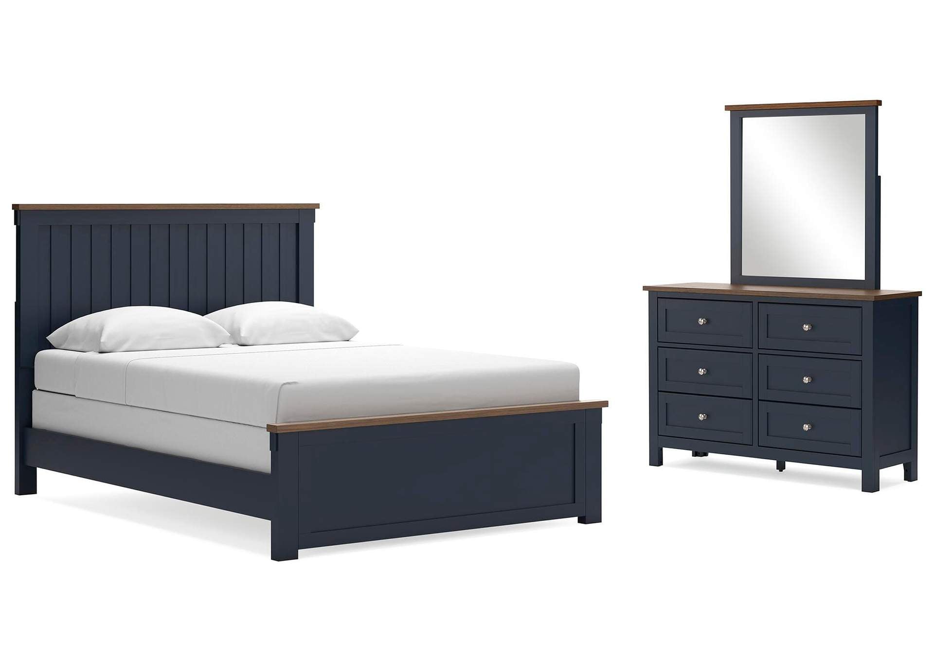 Landocken Queen Panel Bed with Mirrored Dresser