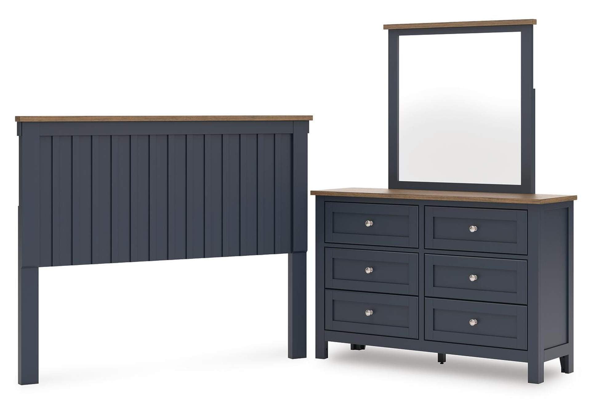Landocken Queen Panel Headboard with Mirrored Dresser