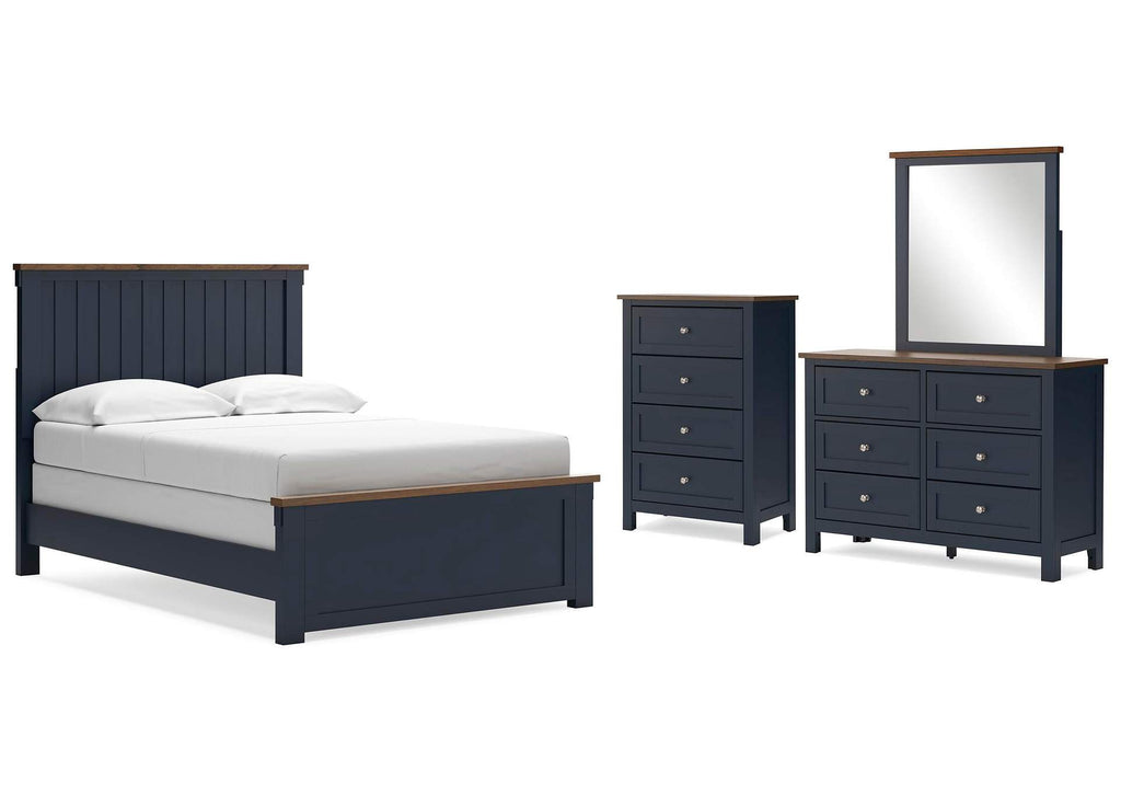 Landocken Full Panel Bed with Mirrored Dresser and Chest