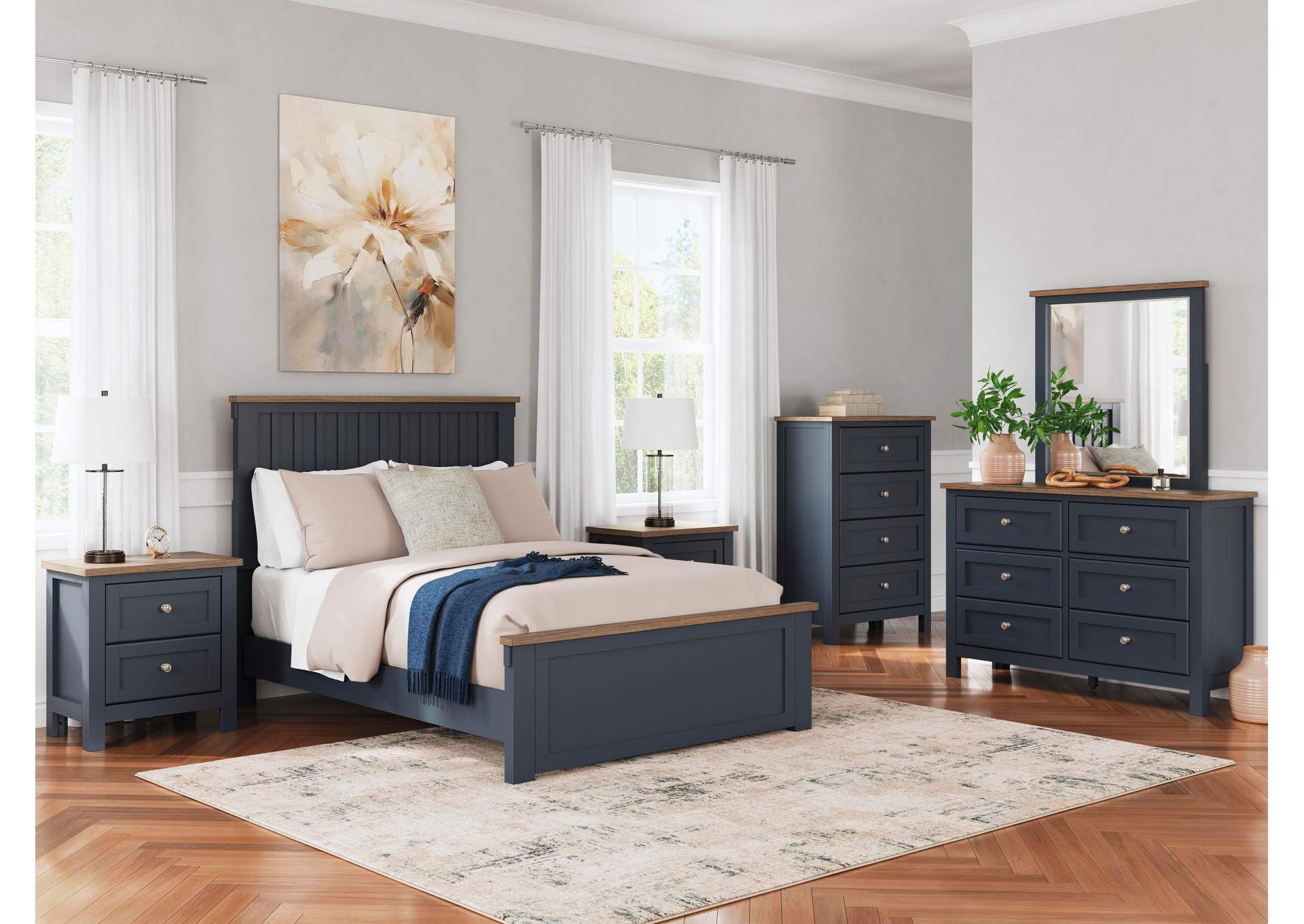 Landocken Full Panel Bed and 2 Nightstands