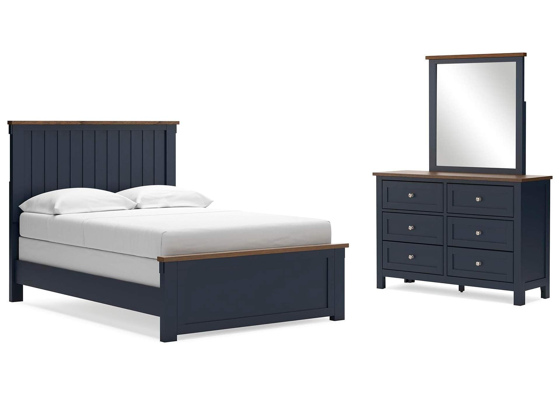 Landocken Full Panel Bed with Mirrored Dresser