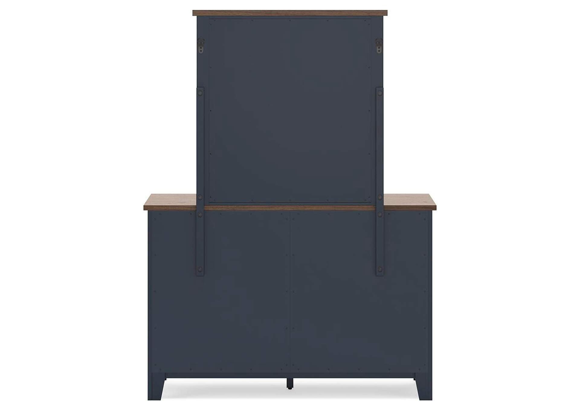 Landocken Twin Panel Headboard with Mirrored Dresser and Nightstand