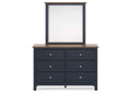 Landocken Full Panel Headboard with Mirrored Dresser