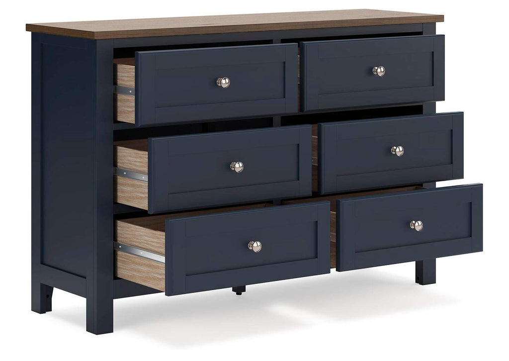 Landocken Queen Panel Headboard, Dresser and 2 Nightstands angled view