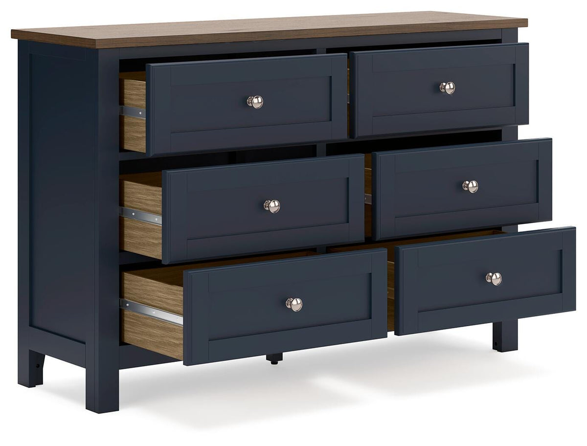Landocken Dresser in Brown/Blue, open view