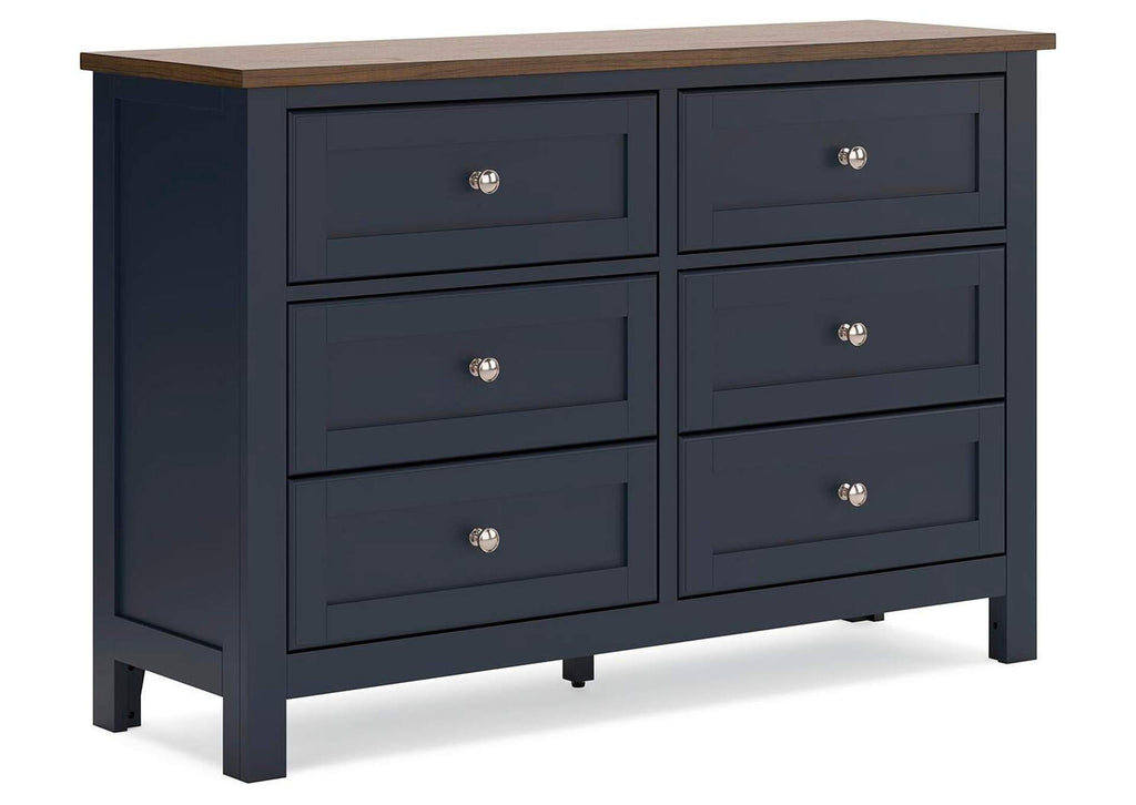 Landocken Queen Panel Headboard, Dresser and 2 Nightstands angled view