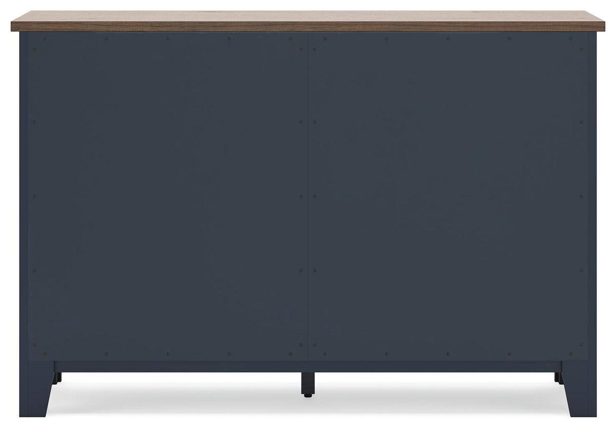 Landocken Dresser in Brown/Blue, back view