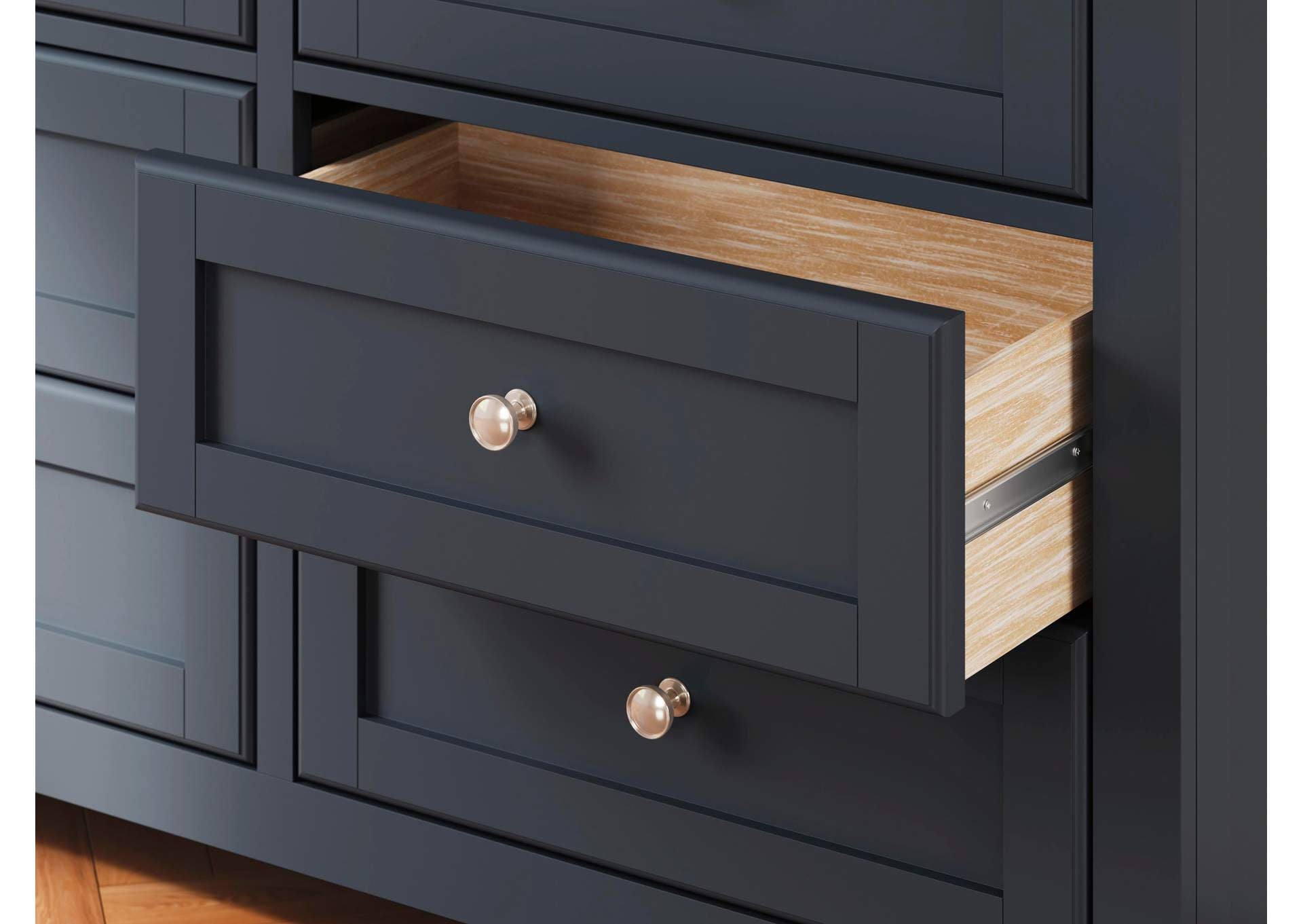 Landocken Queen Panel Headboard, Dresser and 2 Nightstands detail