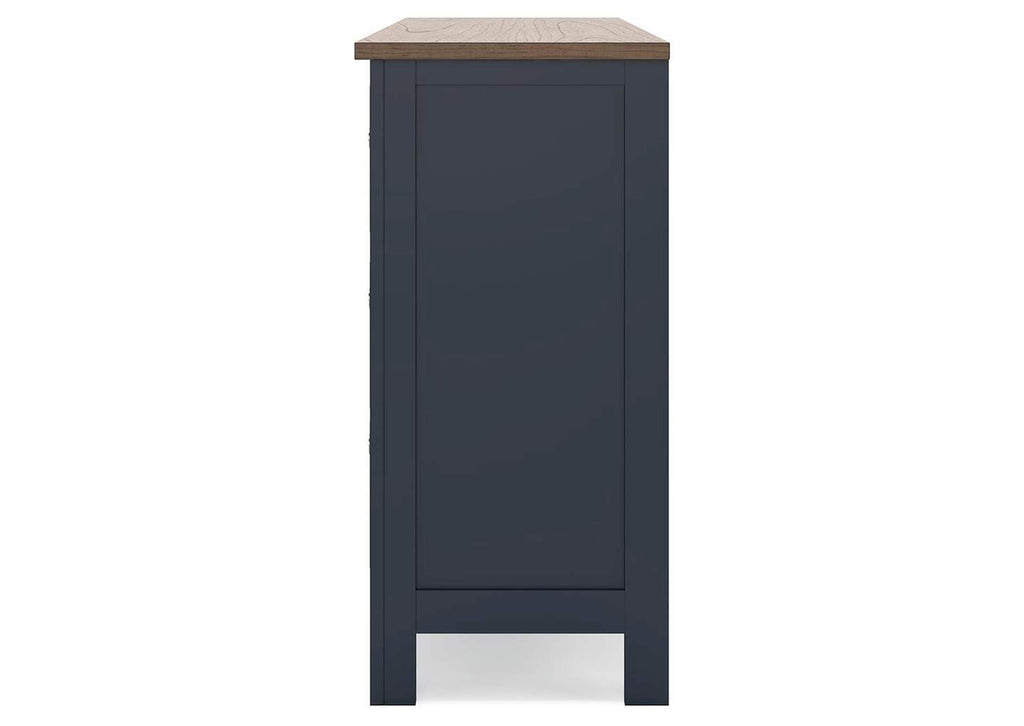 Landocken Queen Panel Headboard, Dresser and 2 Nightstands side view