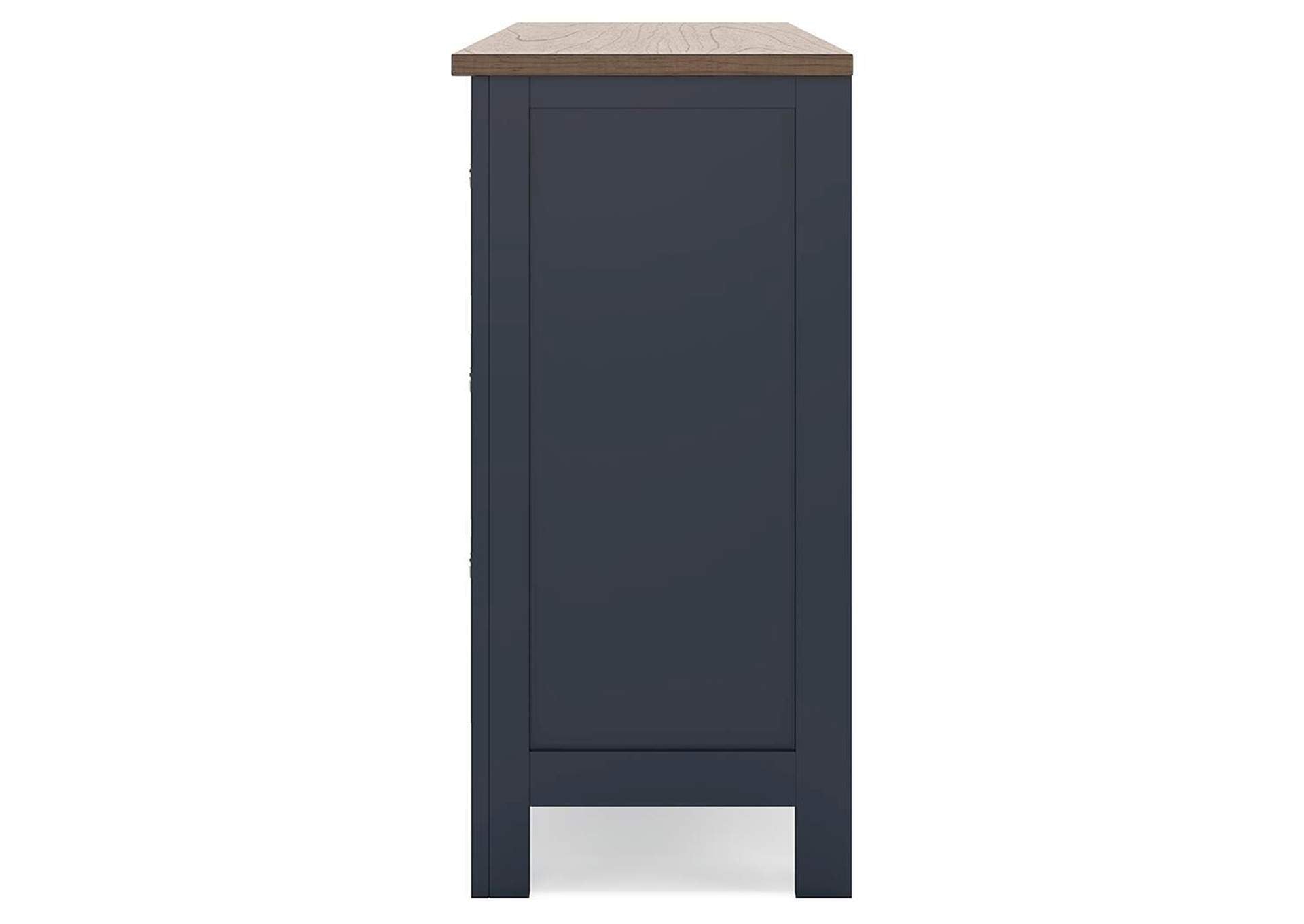 Landocken Full Panel Headboard, Dresser and 2 Nightstands side view