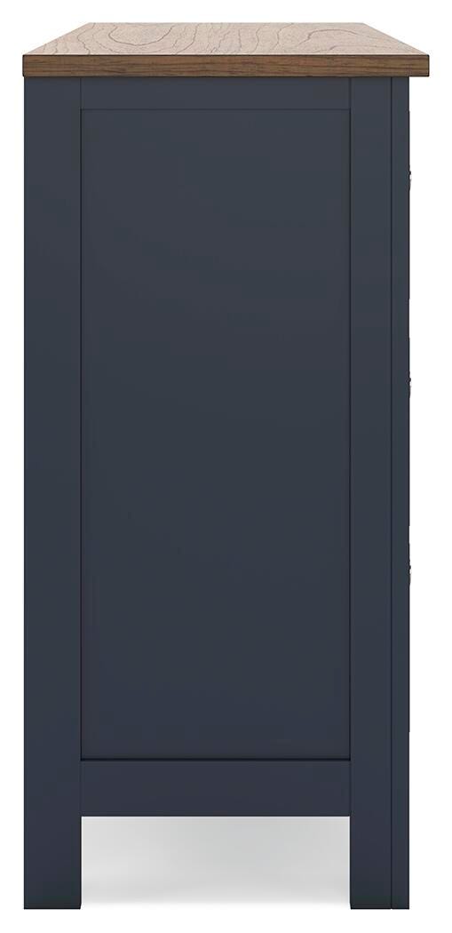 Landocken Dresser in Brown/Blue, side view