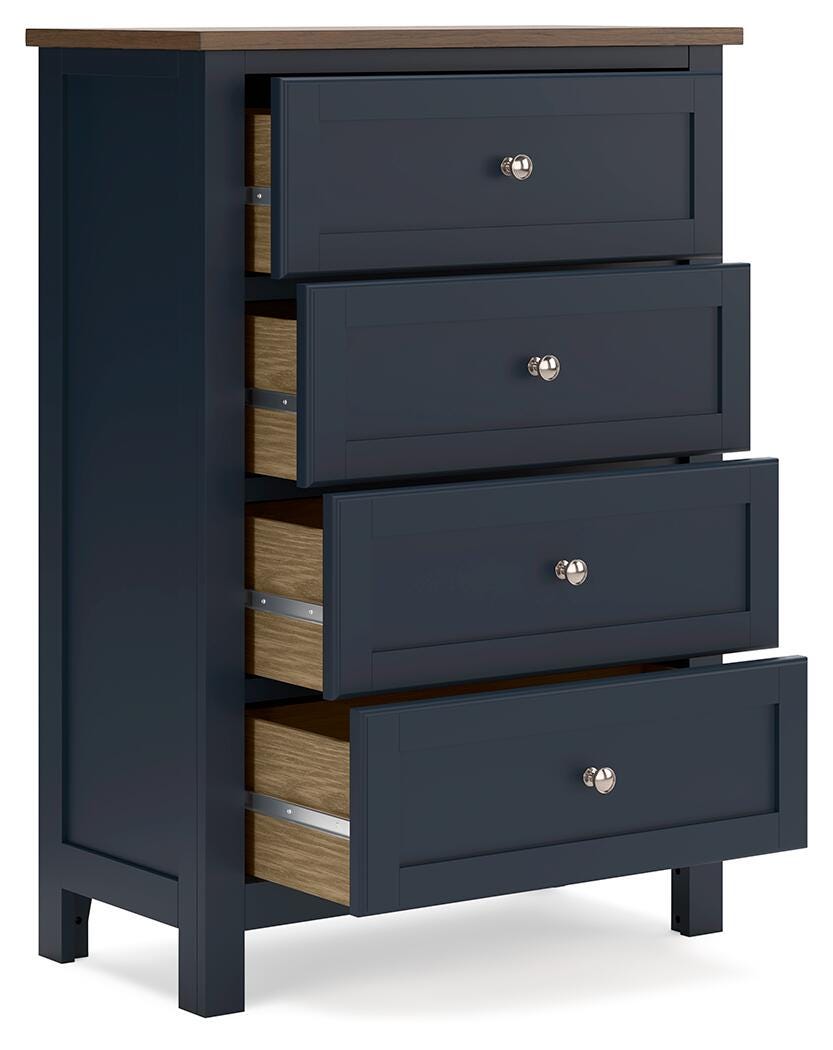 Landocken Chest of Drawers in Brown/Blue, open view