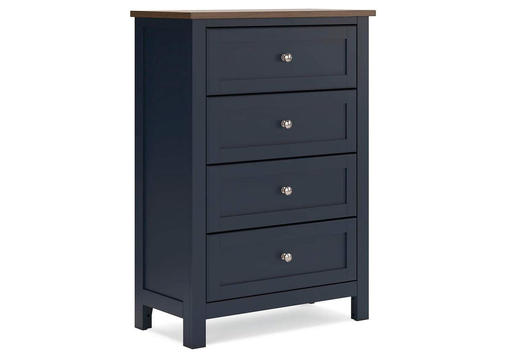 Landocken Queen Panel Headboard, Dresser, Mirror, Chest and 2 Nightstands angled view