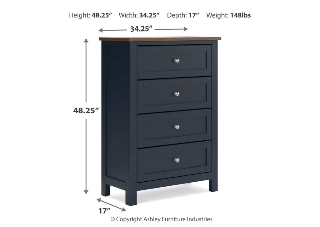 Landocken Full Panel Headboard, Dresser, Mirror, Chest and 2 Nightstands dimensions