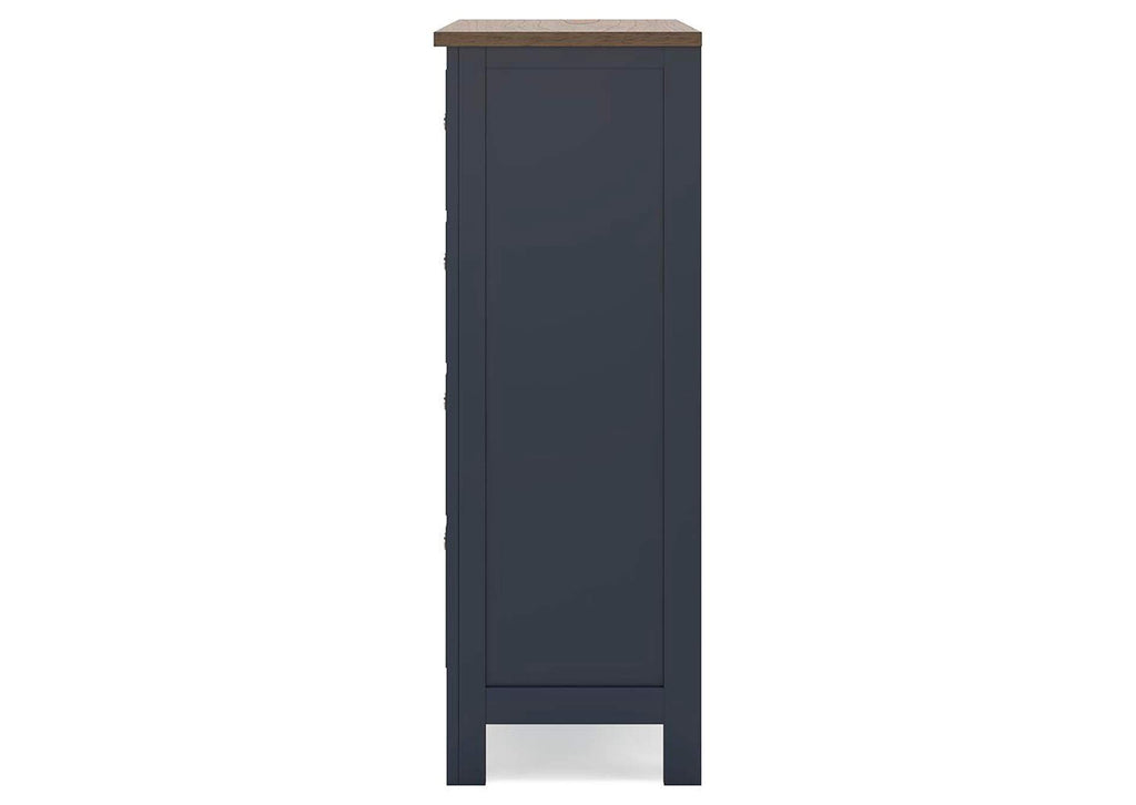 Landocken Queen Panel Headboard, Dresser, Mirror, Chest and 2 Nightstands side view