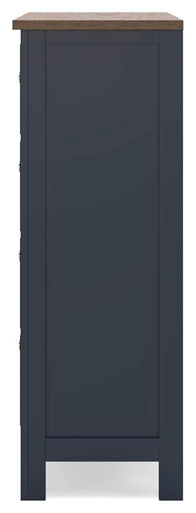 Landocken Chest of Drawers in Brown/Blue, alternate side view