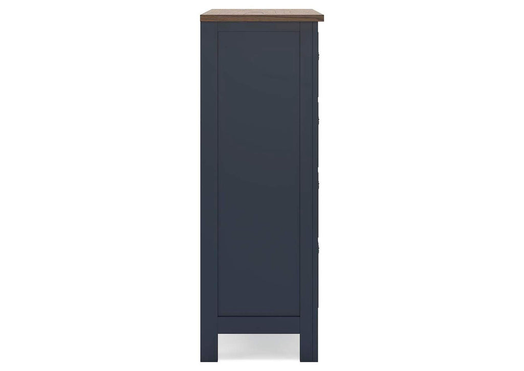 Landocken Full Panel Headboard, Dresser, Mirror, Chest and 2 Nightstands side view