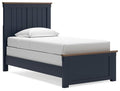 Landocken Twin Panel Bed in Brown/Blue, angle view