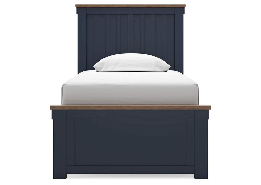 Landocken Twin Panel Bed with Mirrored Dresser and Nightstand front view