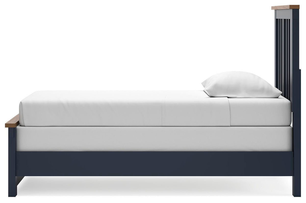 Landocken Twin Panel Bed in Brown/Blue, alternate side view