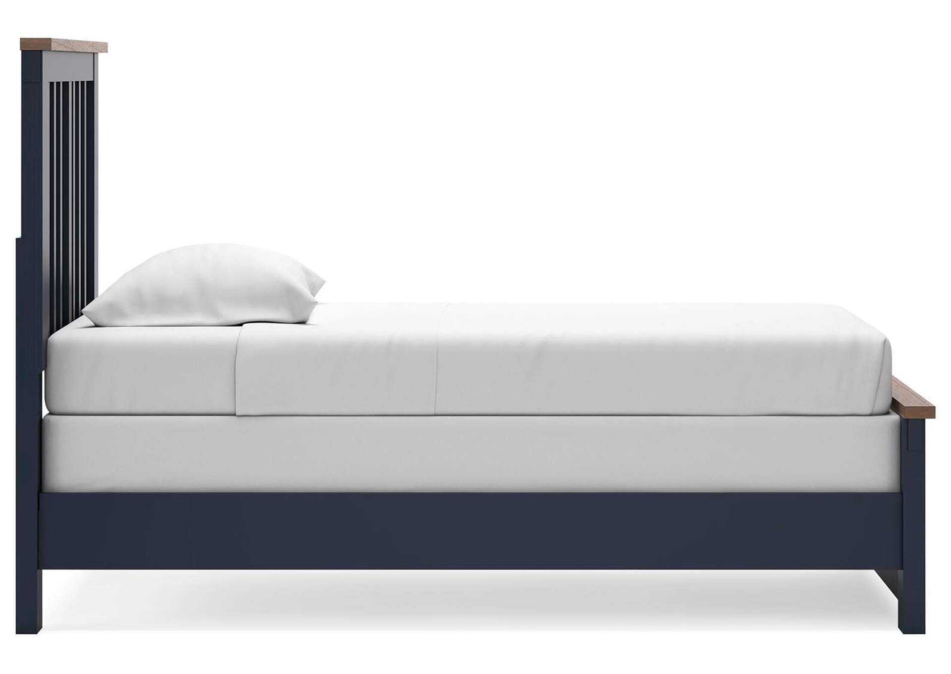 Landocken Twin Panel Bed with Mirrored Dresser side view