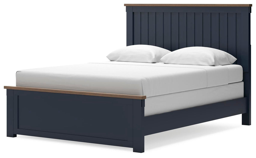 Landocken Queen Panel Bed in Brown/Blue, angle view