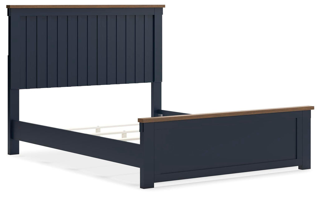 Landocken Queen Panel Bed in Brown/Blue, angle view