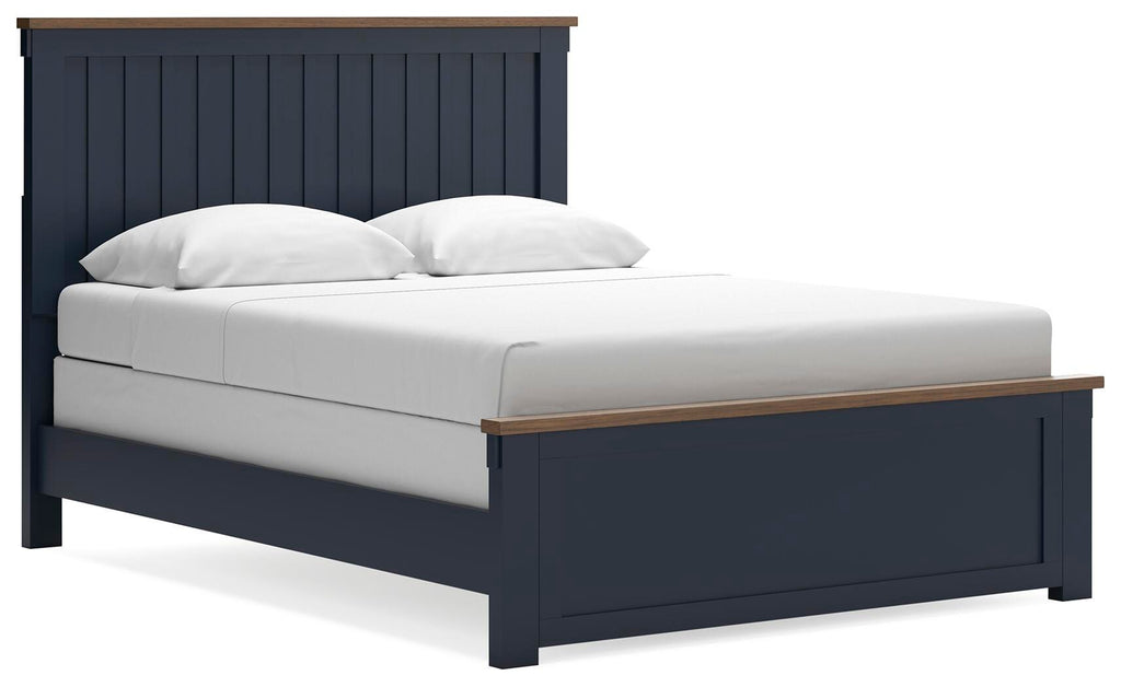 Landocken Queen Panel Bed in Brown/Blue, angle view