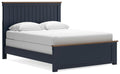 Landocken Queen Panel Bed in Brown/Blue, angle view