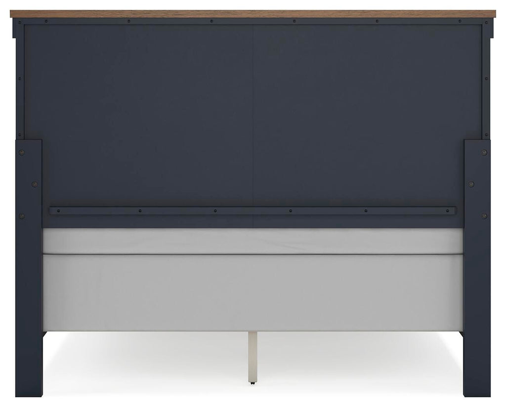 Landocken Queen Panel Bed in Brown/Blue, back view