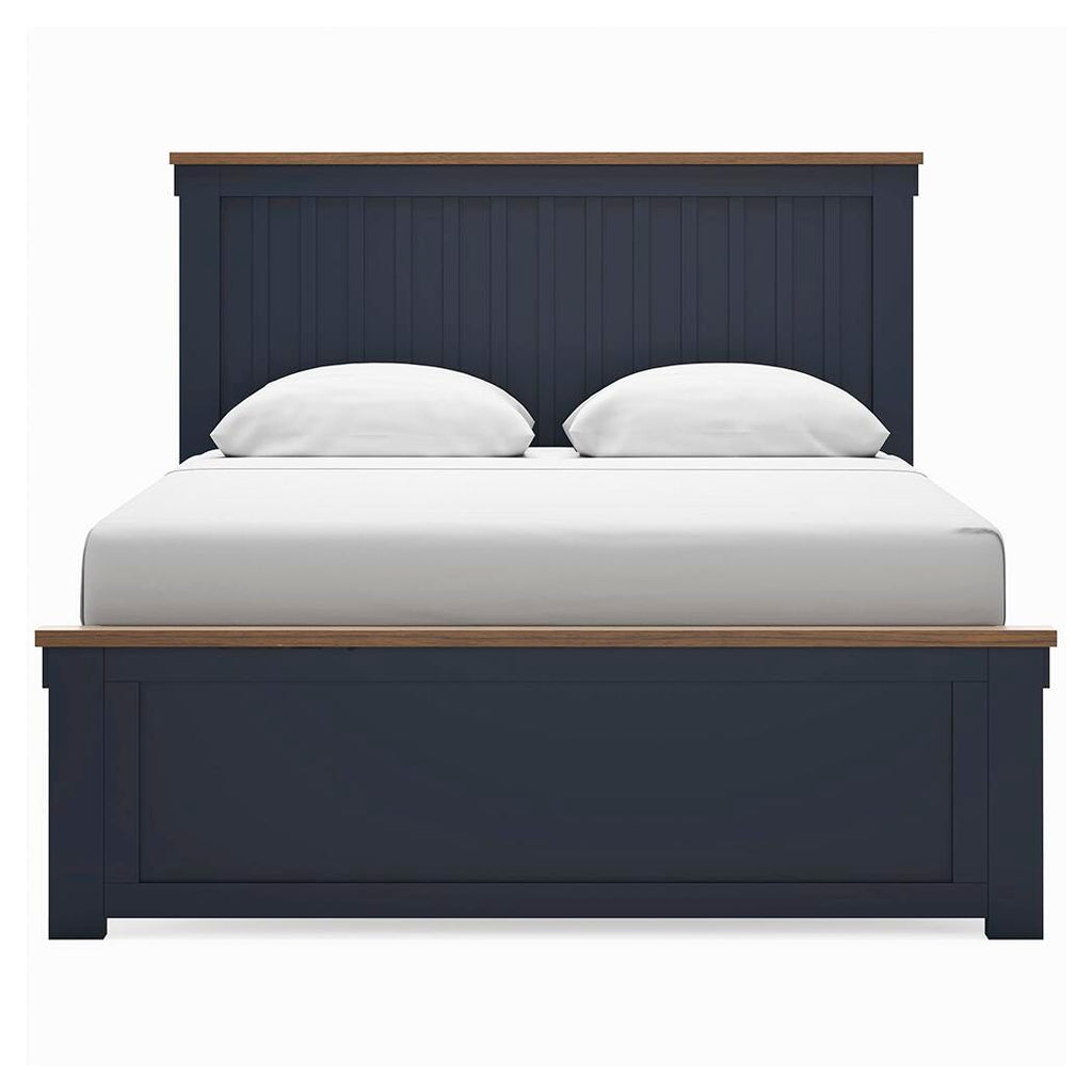 Landocken Queen Panel Bed in Brown/Blue, front view