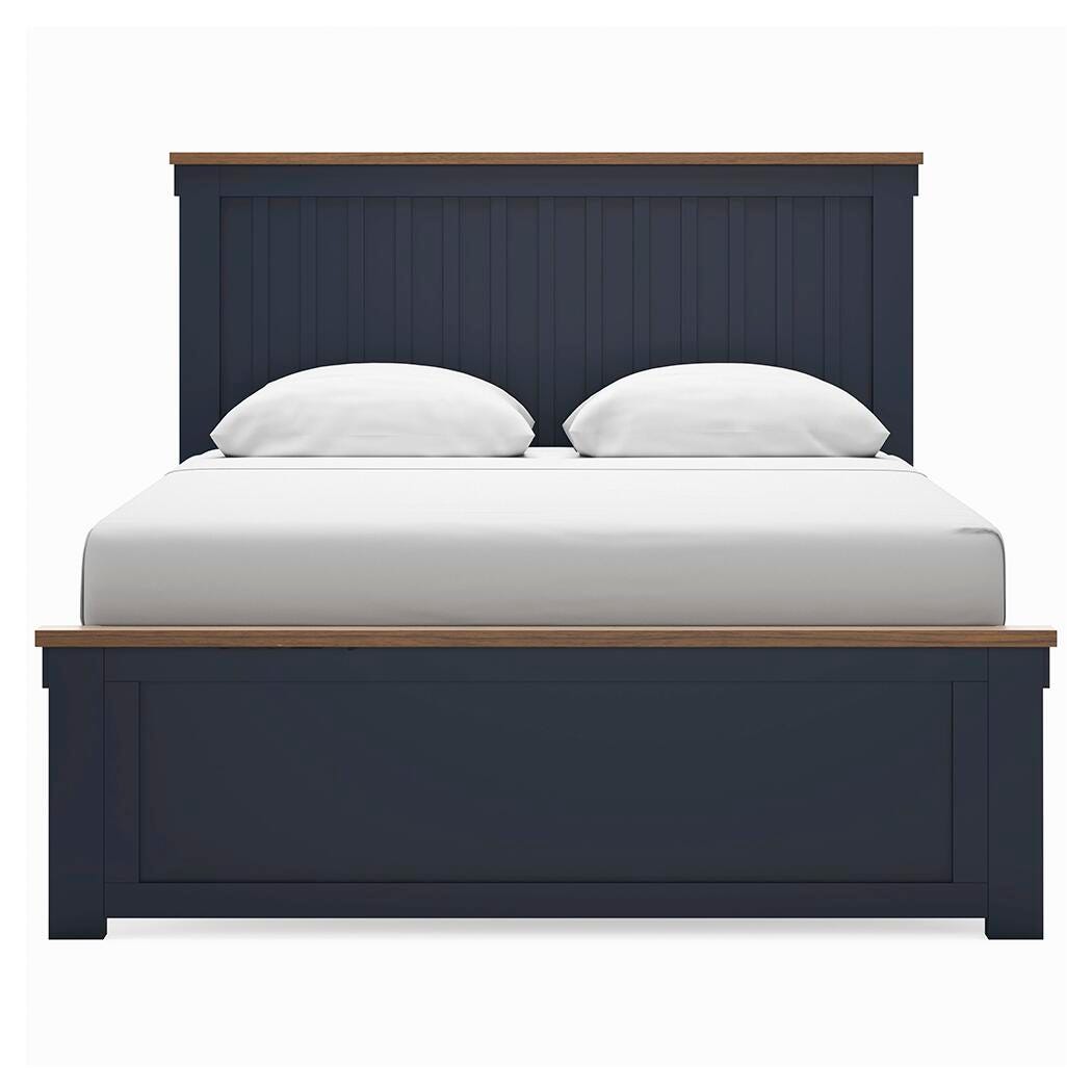 Landocken Queen Panel Bed in Brown/Blue, front view