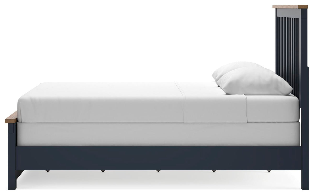 Landocken Queen Panel Bed in Brown/Blue, alternate side view